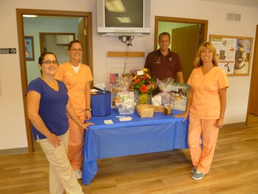 Jillian our groomer, Amanda, Dr. Chris, and Lisa.