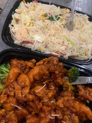 Orange chicken & house special mein fun