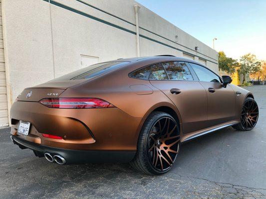 Mercedes GT 53 wrapped in KPMF Matte Java Brown