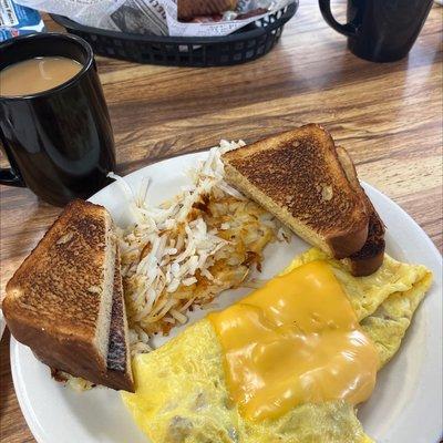 Western Omelet and hash Browns