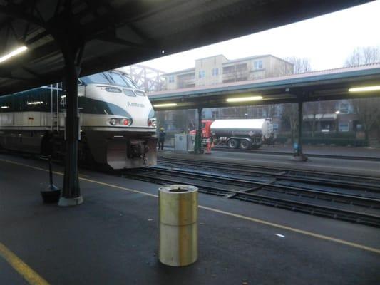 Pioneer Oil provides fuel for Amtrak at Portland Union Station.