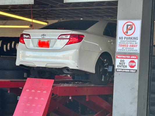 Getting wheel alignment as well.  Full job. Great deal!