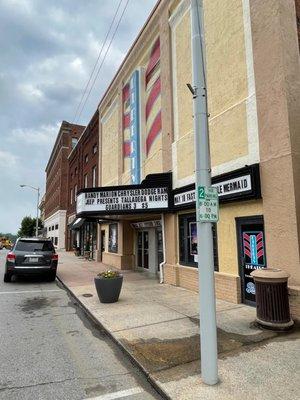 The historic Liberty Theatre in downtown North Wilkesboro in the heart of Main street. Next door to The Lost Wombat restaurant.