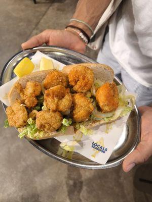 The Po' Boy Sandwich with Fried Shrimps