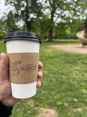 Churro latte with soy milk