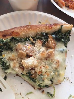 Spinach chicken pizza. I liked their old stuff spinach chicken better