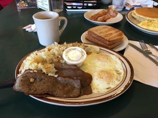 Eggs, browns, and gyros! Yum!