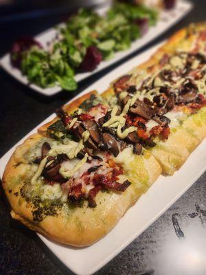 Wild Mushroom Flatbread (Background: Roasted Beet Salad)