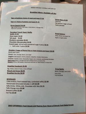 Menu as of 4/7/24