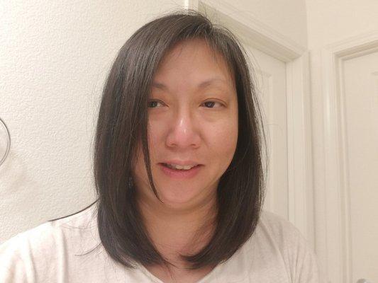 My layered haircut by Amy after I washed and blow dried my hair at home