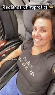 Enjoying the massage chair!