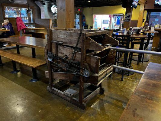 Old mining car in restaurant