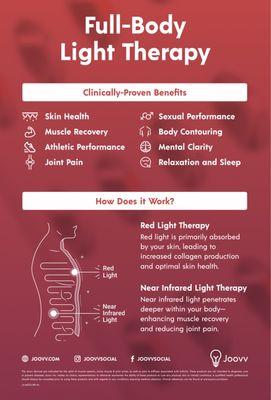 Enhance your skin and your overall health and wellness in our Joovv Red Light Therapy machine!!