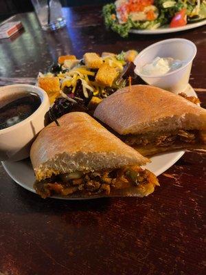 Late night Cheesesteak added side of au jus and subbed salad