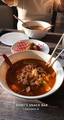 Spicy Beef Ramen, Takoyaki, and Pork Belly Ramen