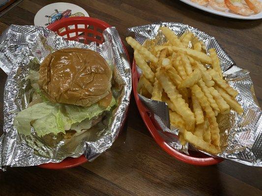 1/3 Pound Burger with a Half Order of Fries