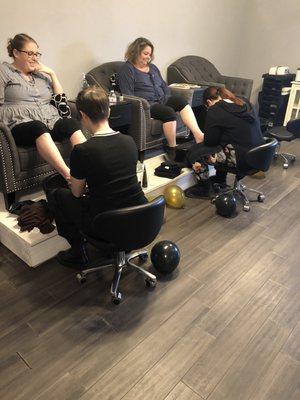 Pedicures during a spa party