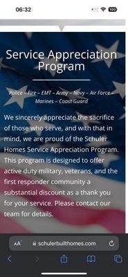 Schuler Homes Service Appreciation Program