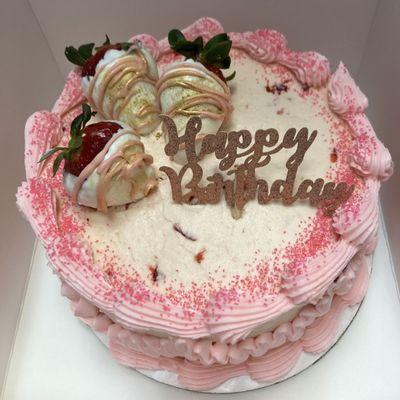 Fancy Strawberry Vanilla Cake 6" $48.00