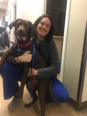 Tucker Rose getting her pre-spay appointment! Our little lady is almost grown!