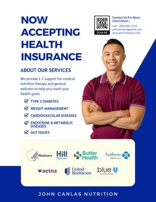 All the insurances I accept!