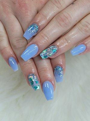 stylish blue with sparkles and butterflies