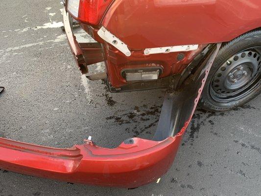 Bumper ripped from car!