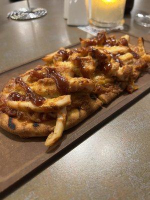 BBQ Chicken Flatbread Pizza - not great. No red chili flakes?