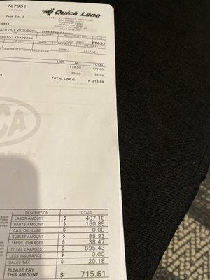 Tasca Ford receipt