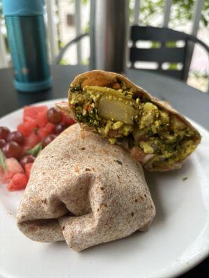 Scrambled tofu wrap, very bland. Wasn't a fan of the chunky potatoes.