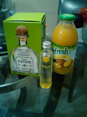 A splash of pineapple juice with patron and pineapple ciroc....OMG