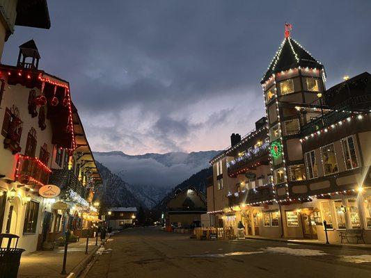 Night sky in downtown Leavenworth