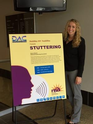 SLPA, Kimberli Door, at the presentation by Nancy Barcal for the DMV which helped employees communicate effectively with people who stutter