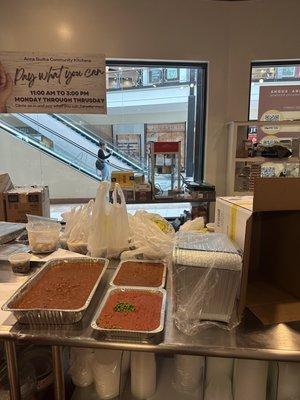 Food being prepared to be served or sold