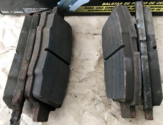 Brake Pads with many miles left. Didn't need brake job or rotors.