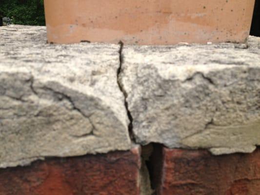 Chimney repairs noted while gutter cleaning recently.  We inspect the roof, chimney and gutter areas for repairs needed, note them, and are