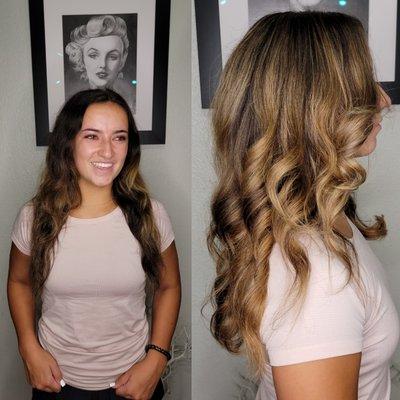 Before and after balayage