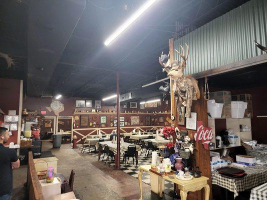 A view of part of the dining area in thevfron room.