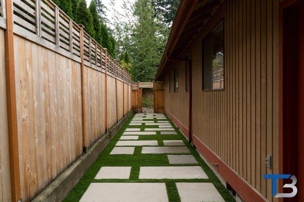 Synthetic turf and paver walkway combo project in Bellingham