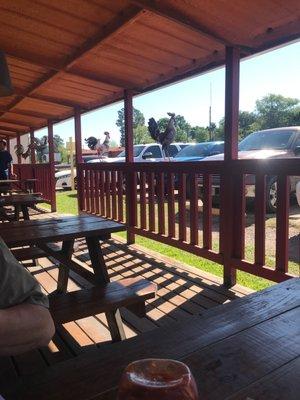 Outside patio on a lovely Sunday morning.