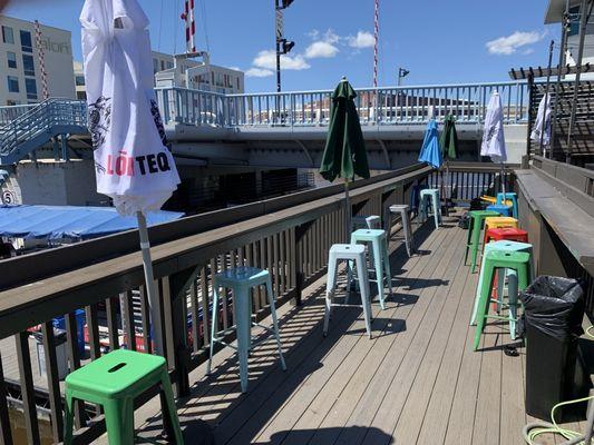 The outdoor bar area