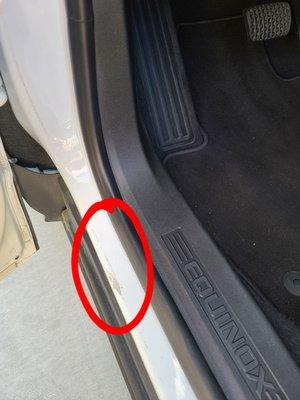 Driver door jam not wiped