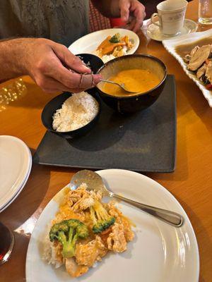 Panang curry with chicken and jasmine rice