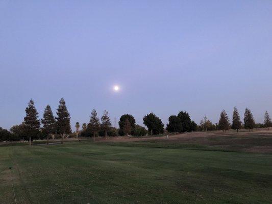 Moon out at 7:10 PM tonight. Sunset at 6:55 pm, arrived at 6:10. They wanted to charge me $35 to play 9 holes in 45 mins!