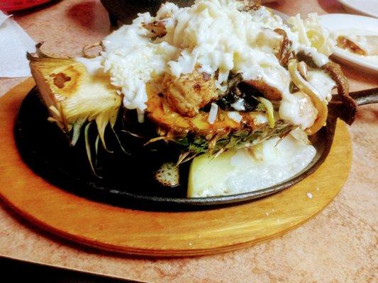 Pineapple Fajita..full of grilled chicken,steak and shrimp!