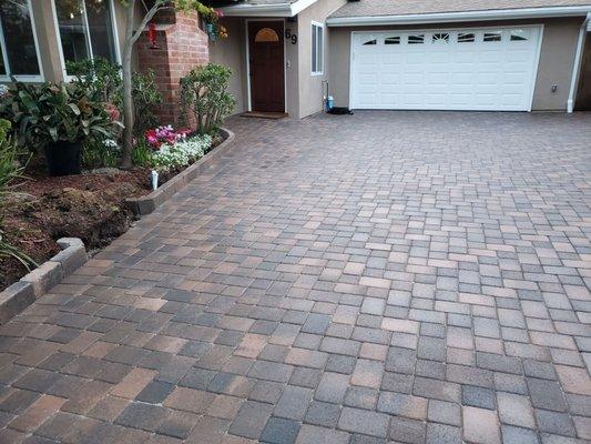 right after we washed the driveway. Border stone rustic wall on edge