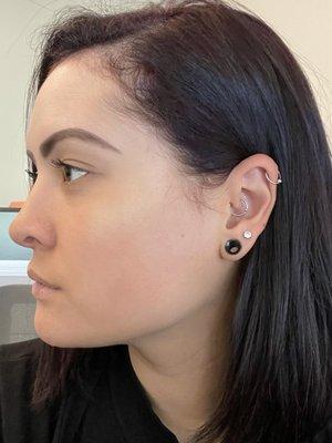 Second lobe piercing done at Glimpse