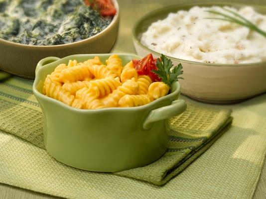 Boston Market Macaroni and Cheese, Mashed Potatoes and Creamed Spinach