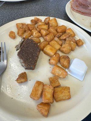 Liver mush and breakfast potatoes