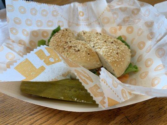 Lox bagel comes with pickle!